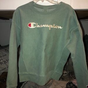 Green Champion crewneck hoodie